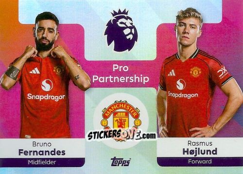 Sticker Bruno Fernandes / Rasmus Højlund - Premier League 2026 Trading Cards
 n. 373 - Topps