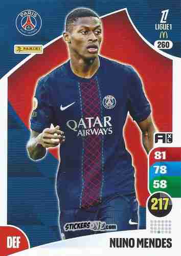 Figurina Nuno Mendes - Ligue 1 2025-2026. Adrenalyn XL
 n. 260 - Panini