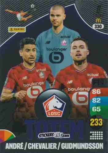 Figurina Benjamin André / Lucas Chevalier / Gabriel Gudmundsson - Ligue 1 2025-2026. Adrenalyn XL
 n. 330 - Panini