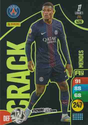 Figurina Nuno Mendes - Ligue 1 2025-2026. Adrenalyn XL
 n. 426 - Panini