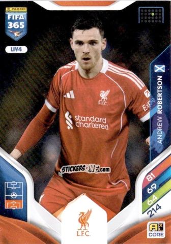 Cromo Andrew Robertson - Fifa 365: 2025-2026. Adrenalyn Xl n. LIV4 - Panini