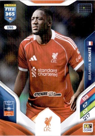 Figurina Ibrahima Konaté - Fifa 365: 2025-2026. Adrenalyn Xl n. LIV6 - Panini