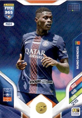 Figurina Nuno Mendes - Fifa 365: 2025-2026. Adrenalyn Xl n. PAS4 - Panini