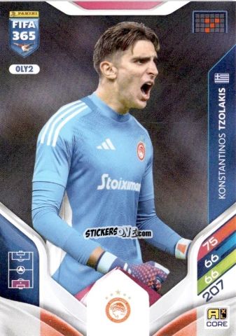 Cromo Konstantinos Tzolakis - Fifa 365: 2025-2026. Adrenalyn Xl n. OLY2 - Panini