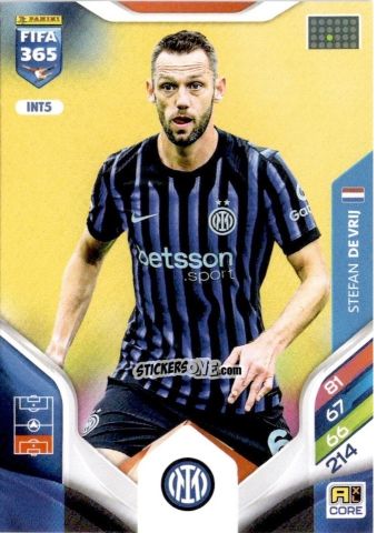 Cromo Stefan de Vrij - Fifa 365: 2025-2026. Adrenalyn Xl n. INT5 - Panini