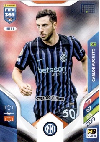 Cromo Carlos Augusto - Fifa 365: 2025-2026. Adrenalyn Xl n. INT11 - Panini