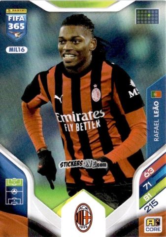 Figurina Rafael Leão - Fifa 365: 2025-2026. Adrenalyn Xl n. MIL16 - Panini