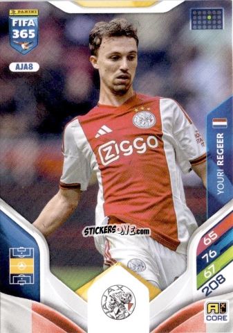 Sticker Youri Regeer - Fifa 365: 2025-2026. Adrenalyn Xl n. AJA8 - Panini