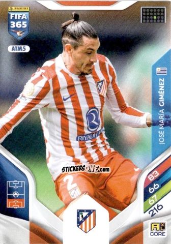 Figurina José María Giménez - Fifa 365: 2025-2026. Adrenalyn Xl n. ATM5 - Panini
