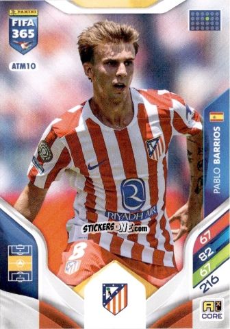 Figurina Pablo Barrios - Fifa 365: 2025-2026. Adrenalyn Xl n. ATM10 - Panini