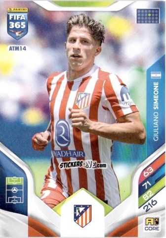 Figurina Giuliano Simeone - Fifa 365: 2025-2026. Adrenalyn Xl n. ATM14 - Panini