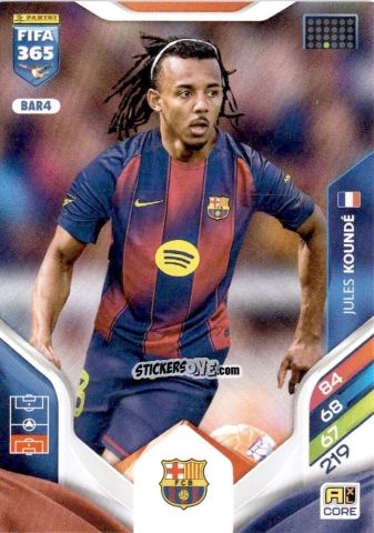 Figurina Jules Koundé - Fifa 365: 2025-2026. Adrenalyn Xl n. BAR4 - Panini