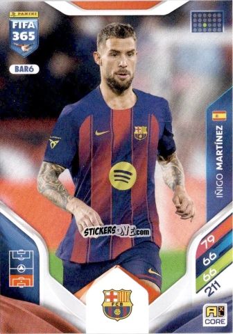 Cromo Íñigo Martínez - Fifa 365: 2025-2026. Adrenalyn Xl n. BAR6 - Panini