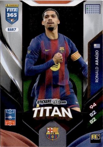 Cromo Ronald Araújo - Fifa 365: 2025-2026. Adrenalyn Xl n. BAR7 - Panini