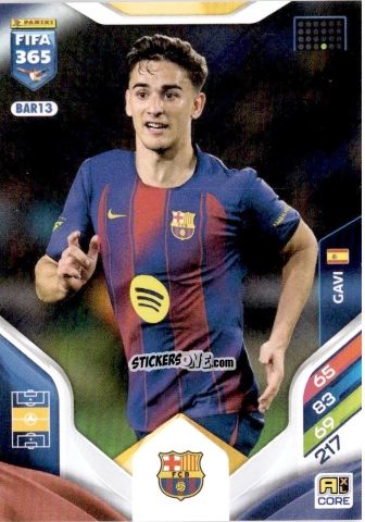 Figurina Gavi - Fifa 365: 2025-2026. Adrenalyn Xl n. BAR13 - Panini