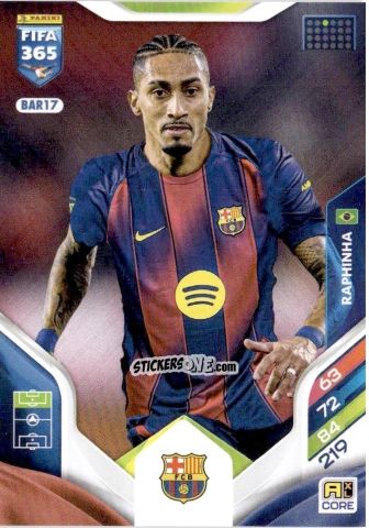 Cromo Raphinha - Fifa 365: 2025-2026. Adrenalyn Xl n. BAR17 - Panini