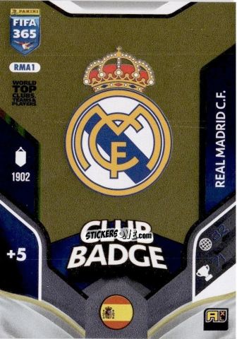 Cromo Club Badge - Fifa 365: 2025-2026. Adrenalyn Xl n. RMA1 - Panini