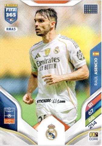 Sticker Raul Asencio - Fifa 365: 2025-2026. Adrenalyn Xl n. RMA5 - Panini