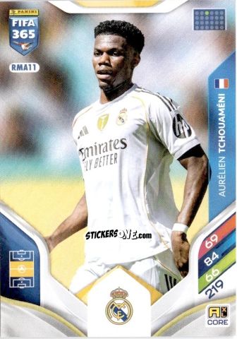 Figurina Aurélien Tchouaméni - Fifa 365: 2025-2026. Adrenalyn Xl n. RMA11 - Panini