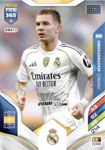 Cromo Franco Mastantuono - Fifa 365: 2025-2026. Adrenalyn Xl n. RMA13 - Panini