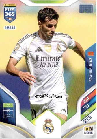 Figurina Brahim Díaz - Fifa 365: 2025-2026. Adrenalyn Xl n. RMA14 - Panini