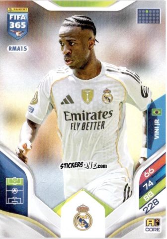 Cromo Vinicius Jr - Fifa 365: 2025-2026. Adrenalyn Xl n. RMA15 - Panini