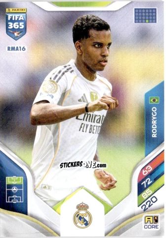 Cromo Rodrygo - Fifa 365: 2025-2026. Adrenalyn Xl n. RMA16 - Panini
