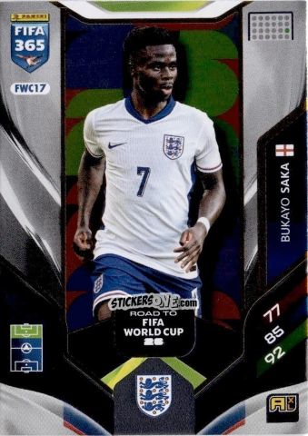 Sticker Bukayo Saka - Fifa 365: 2025-2026. Adrenalyn Xl n. FWC17 - Panini