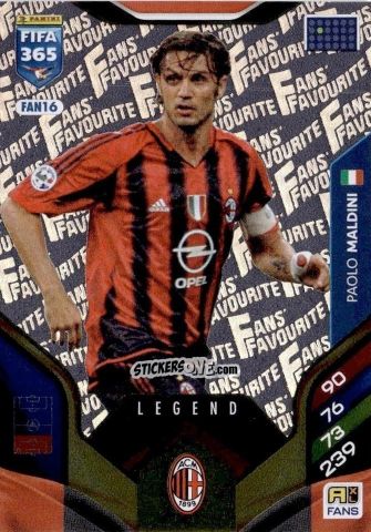 Figurina Paolo Maldini - Fifa 365: 2025-2026. Adrenalyn Xl n. FAN16 - Panini