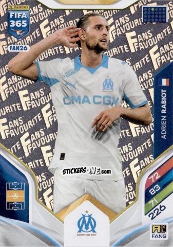 Figurina Adrien Rabiot - Fifa 365: 2025-2026. Adrenalyn Xl n. FAN26 - Panini