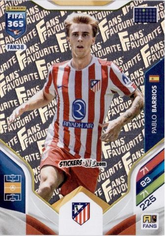 Cromo Pablo Barrios - Fifa 365: 2025-2026. Adrenalyn Xl n. FAN38 - Panini