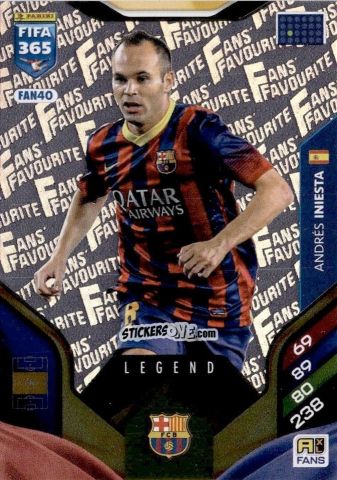 Figurina Andrés Iniesta - Fifa 365: 2025-2026. Adrenalyn Xl n. FAN40 - Panini