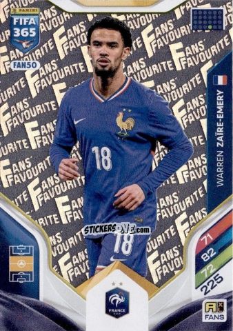 Cromo Warren Zaire-Emery - Fifa 365: 2025-2026. Adrenalyn Xl n. FAN50 - Panini