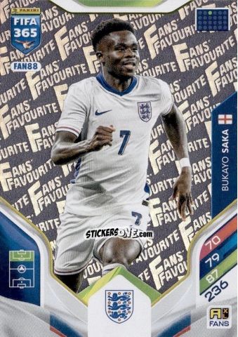Sticker Bukayo Saka - Fifa 365: 2025-2026. Adrenalyn Xl n. FAN88 - Panini