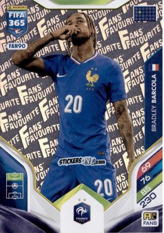 Figurina Bradley Barcola - Fifa 365: 2025-2026. Adrenalyn Xl n. FAN90 - Panini