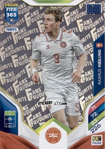 Cromo Rasmus Højlund - Fifa 365: 2025-2026. Adrenalyn Xl n. FAN95 - Panini