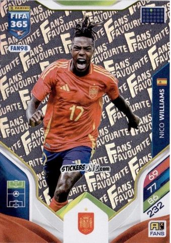Sticker Nico Williams - Fifa 365: 2025-2026. Adrenalyn Xl n. FAN98 - Panini