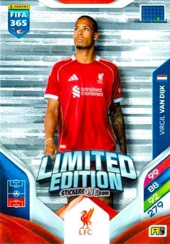 Sticker  Virgil van Dijk  - Fifa 365: 2025-2026. Adrenalyn Xl n. LE-10 - Panini