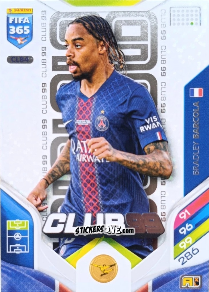 Figurina Bradley Barcola - Fifa 365: 2025-2026. Adrenalyn Xl n. CLB4 - Panini