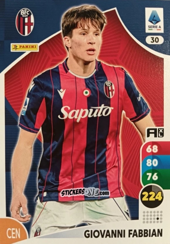Sticker Giovanni Fabbian - Calciatori 2025-2026. Adrenalyn Xl n. 30 - Panini