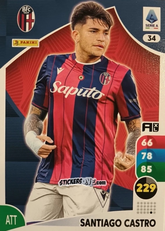 Sticker Santiago Castro - Calciatori 2025-2026. Adrenalyn Xl n. 34 - Panini