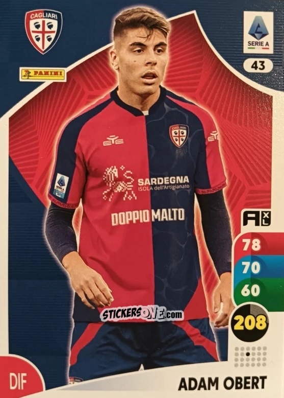 Sticker Adam Obert - Calciatori 2025-2026. Adrenalyn Xl n. 43 - Panini