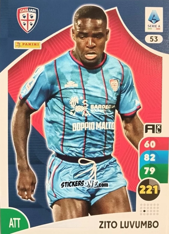 Sticker Zito Luvumbo - Calciatori 2025-2026. Adrenalyn Xl n. 53 - Panini
