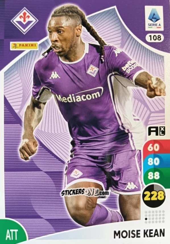 Figurina Moise Kean - Calciatori 2025-2026. Adrenalyn Xl n. 108 - Panini