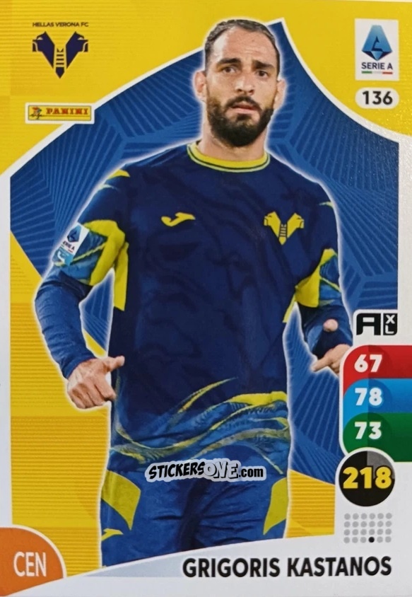 Sticker Grigoris Kastanos - Calciatori 2025-2026. Adrenalyn Xl n. 136 - Panini