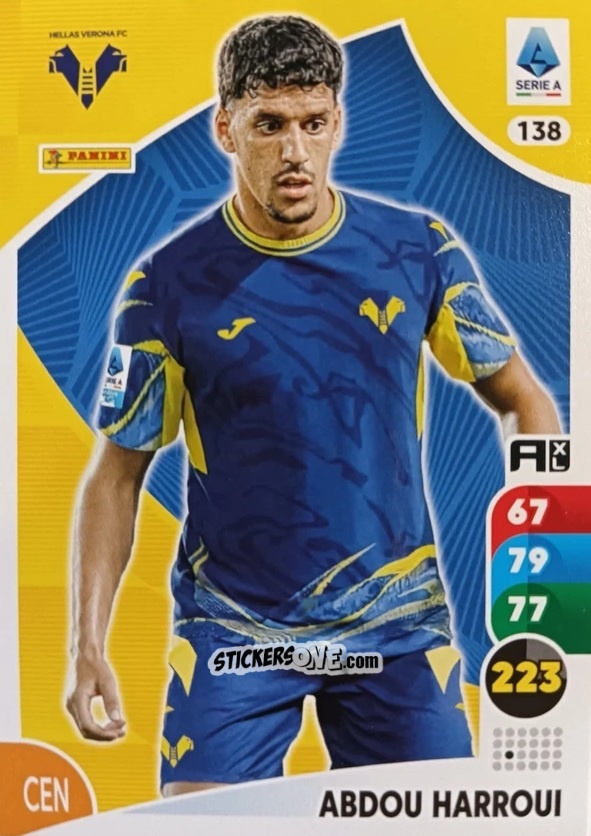 Sticker Abdou Harroui - Calciatori 2025-2026. Adrenalyn Xl n. 138 - Panini