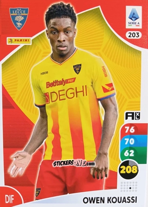 Sticker Owen Kouassi - Calciatori 2025-2026. Adrenalyn Xl n. 203 - Panini