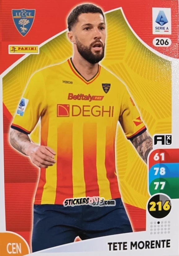 Sticker Tete Morente - Calciatori 2025-2026. Adrenalyn Xl n. 206 - Panini