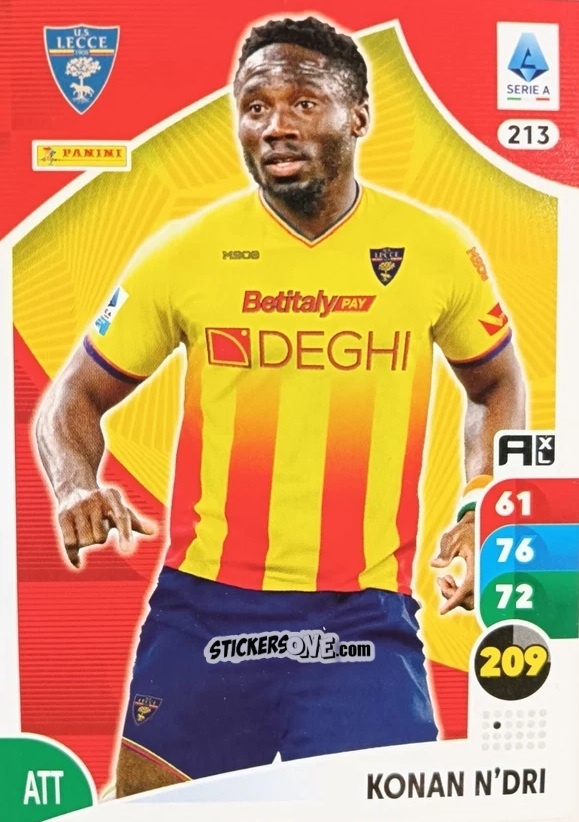 Figurina Konan N'Dri - Calciatori 2025-2026. Adrenalyn Xl n. 213 - Panini