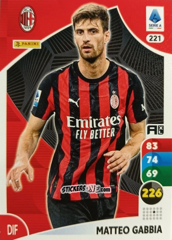 Sticker Matteo Gabbia - Calciatori 2025-2026. Adrenalyn Xl n. 221 - Panini